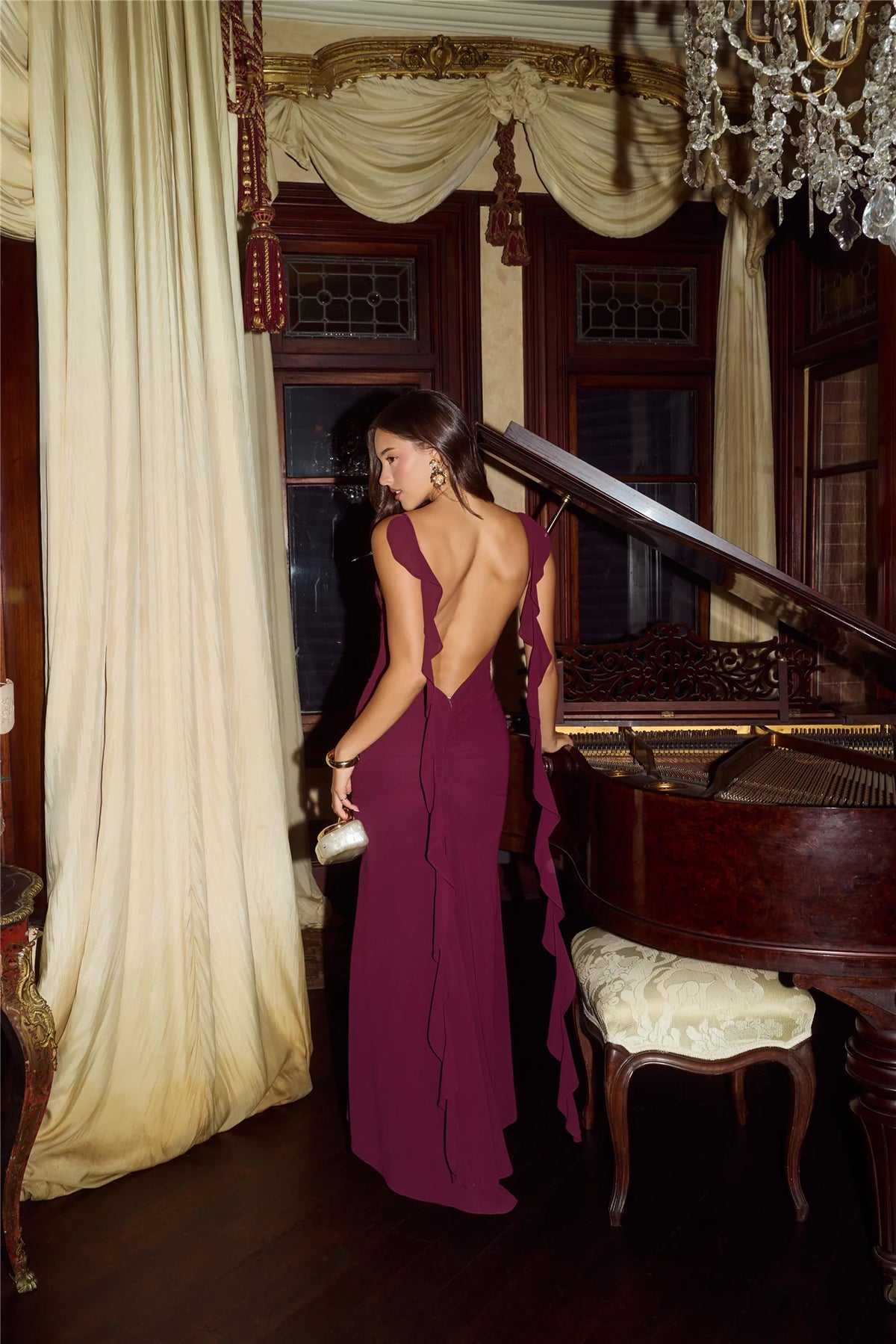 Pop Of Drama Maxi Dress Chocolate