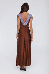 Iconic Heat Satin Maxi Dress Brown