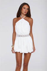 Golden Girl Hours Halter Mini Dress White
