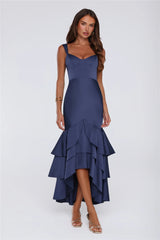 Formal Whimsy Satin Maxi Dress Navy