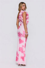 Dream Petals One Shoulder Maxi Dress Pink