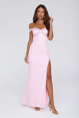Ethereal Lace Off Shoulder Maxi Dress Blush