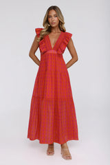 Classic Plaid Maxi Dress Pink