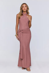 Glitter Through Twilight Halter Maxi Dress Pink