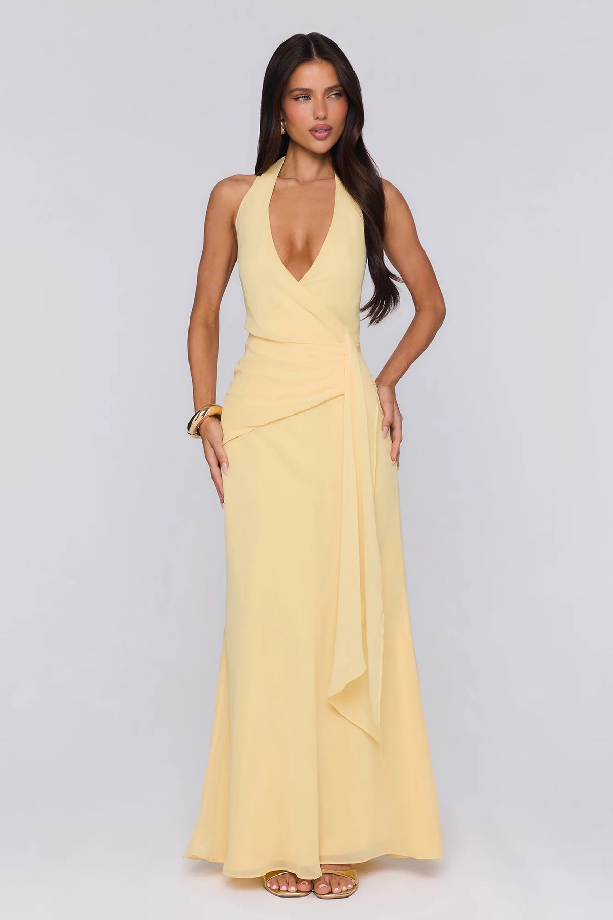 Wildflower Muse Halter Maxi Dress Yellow