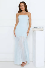 Petal Sunbeam Strapless Maxi Dress Blue