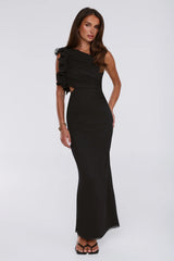 Nightfall Couture One Shoulder Maxi Dress Black