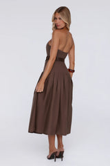 Modern Lady Strapless Midi Dress Brown