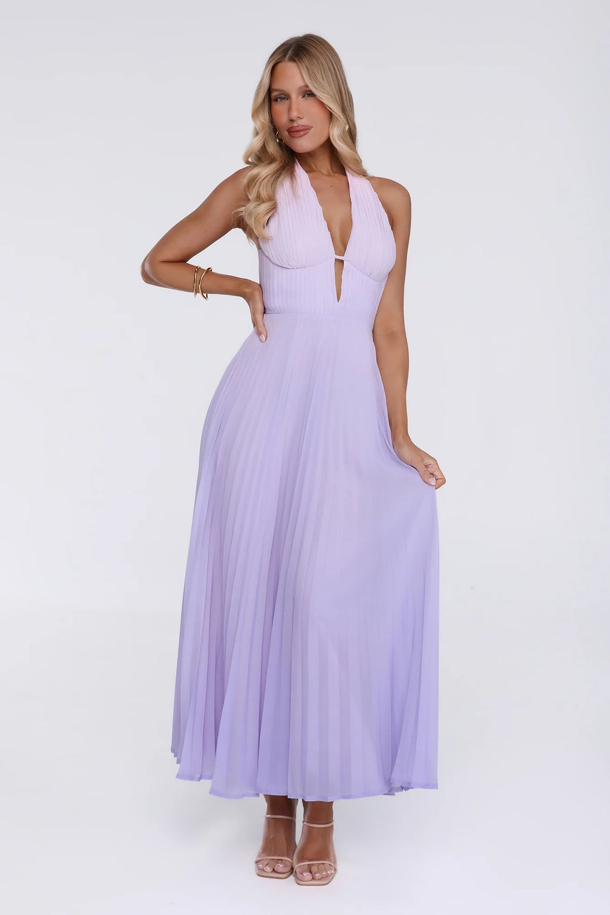 Chic Energy Shift Halter Maxi Dress Purple