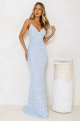 Radiant Sparkle Sequin Maxi Dress Blue