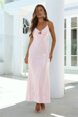 Disco Spark Sequin Maxi Dress Pink