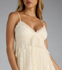 Sweet Looks V-Neck Lace Babydoll Dress