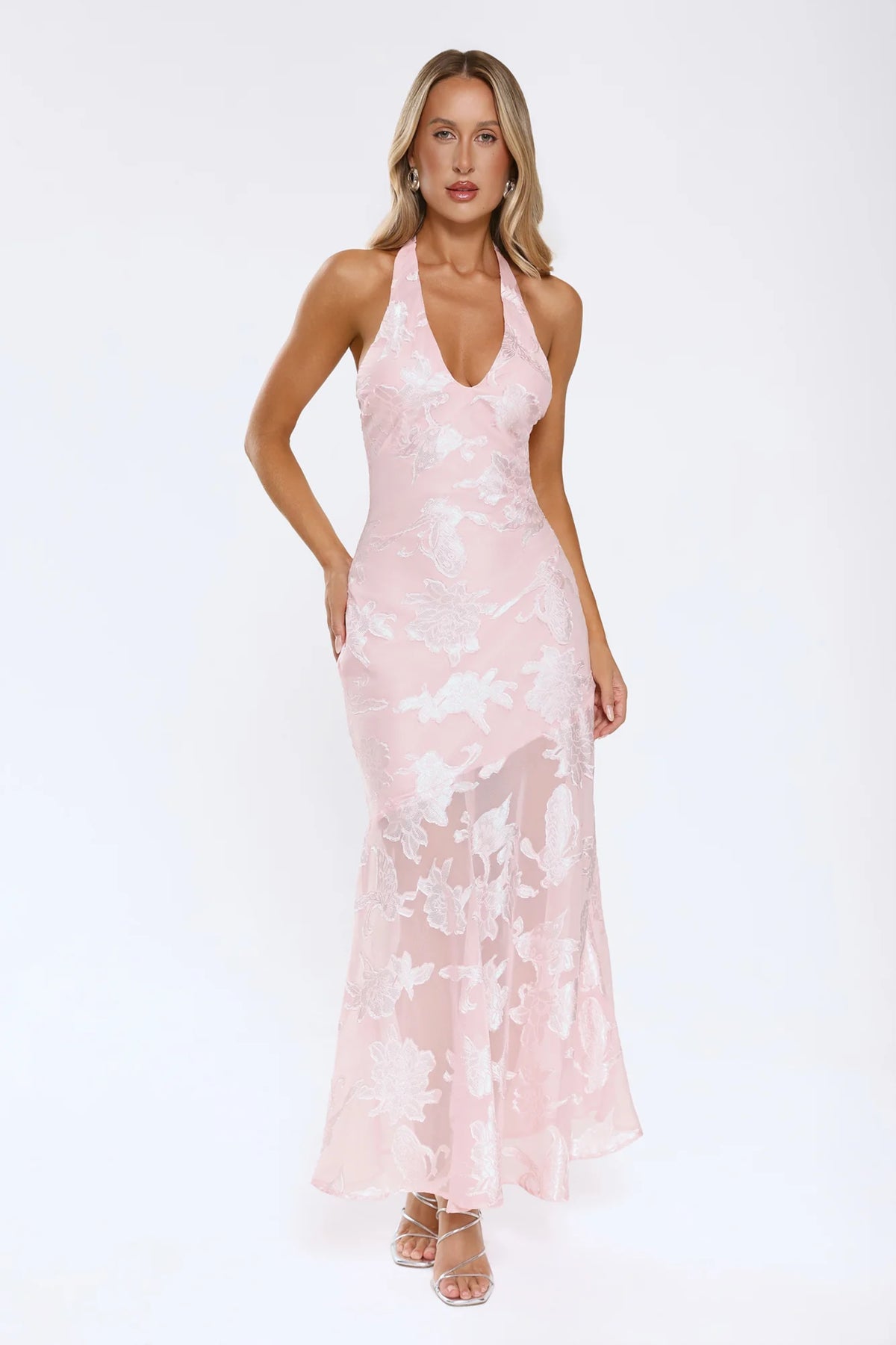 Pretty Upgrade Halter Maxi Dress Pink