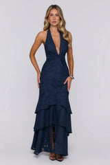 Take The Chance Halter Maxi Dress Navy