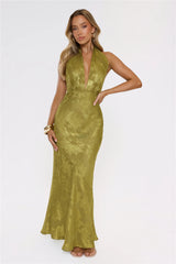 Moodboard Energy Halter Maxi Dress Olive