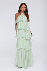 Dreamy Rosette Halter Maxi Dress Mint