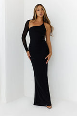 After Dark Luxury One Shoulder Maxi Dress Black