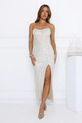 Your Reflection Maxi Dress Beige Sequin