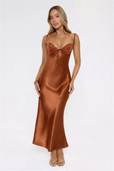 Made For This Lace Satin Maxi Dress Bronze