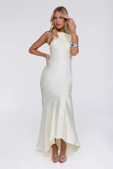 She's Bespoke Satin Maxi Dress Yellow