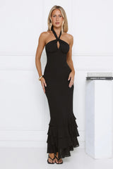 The Cool Standard Halter Maxi Dress Black