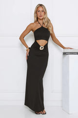 Evening Standards Halter Maxi Dress Black