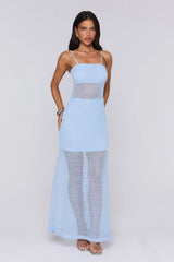 Chic Society Knit Maxi Dress Blue