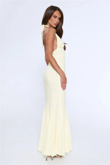 Vibe Dazzle Halter Maxi Dress Yellow
