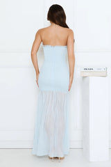 Petal Sunbeam Strapless Maxi Dress Blue